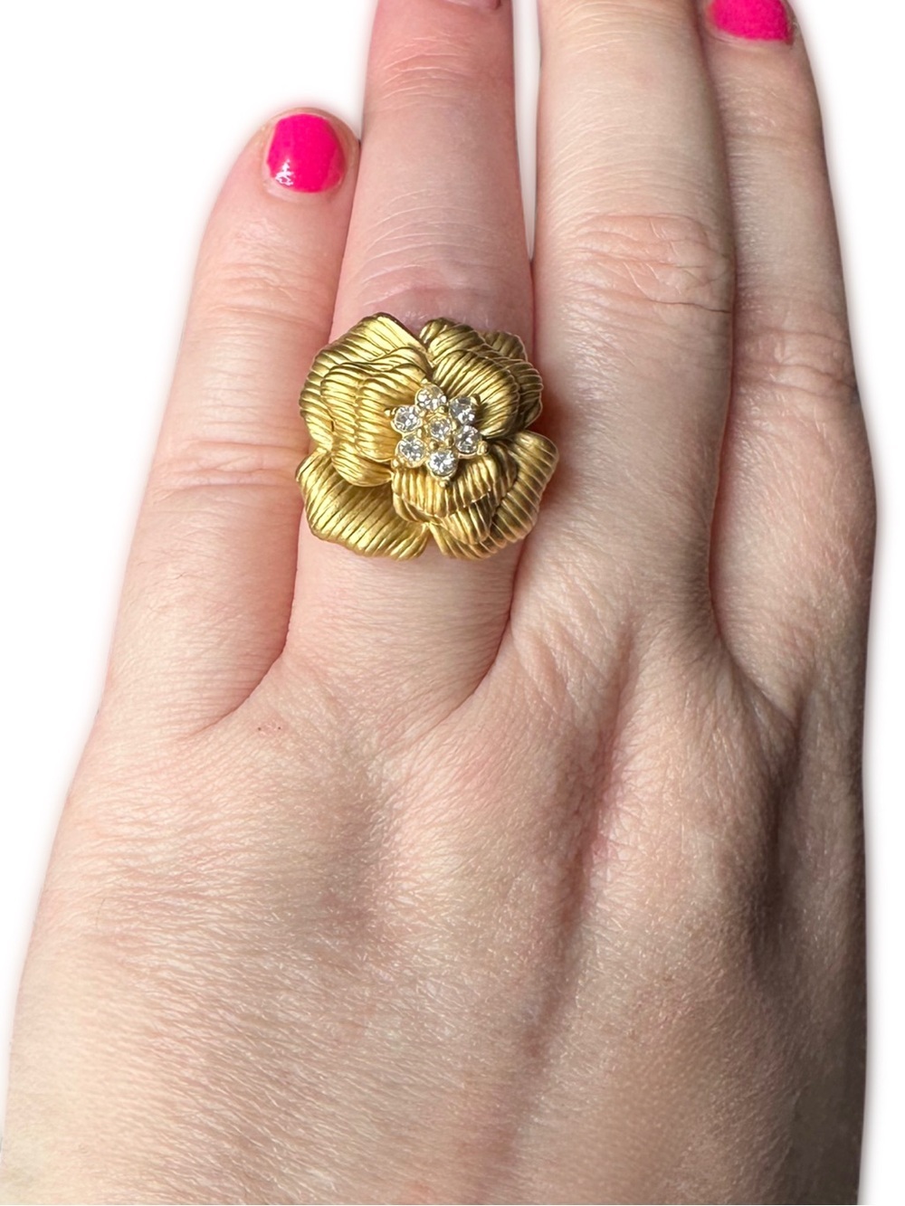 Gold Floral Crystal Accent Ring - Women Jewelry - Picture 2 of 4